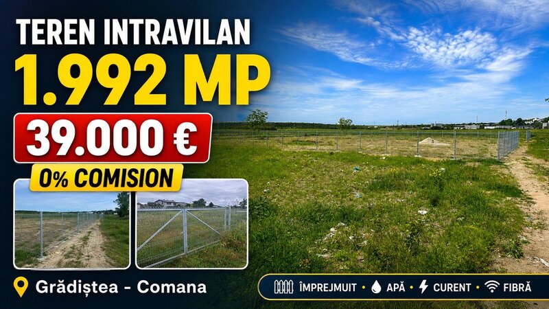 Gradistea, Comana, teren intravilan 1992 mp.